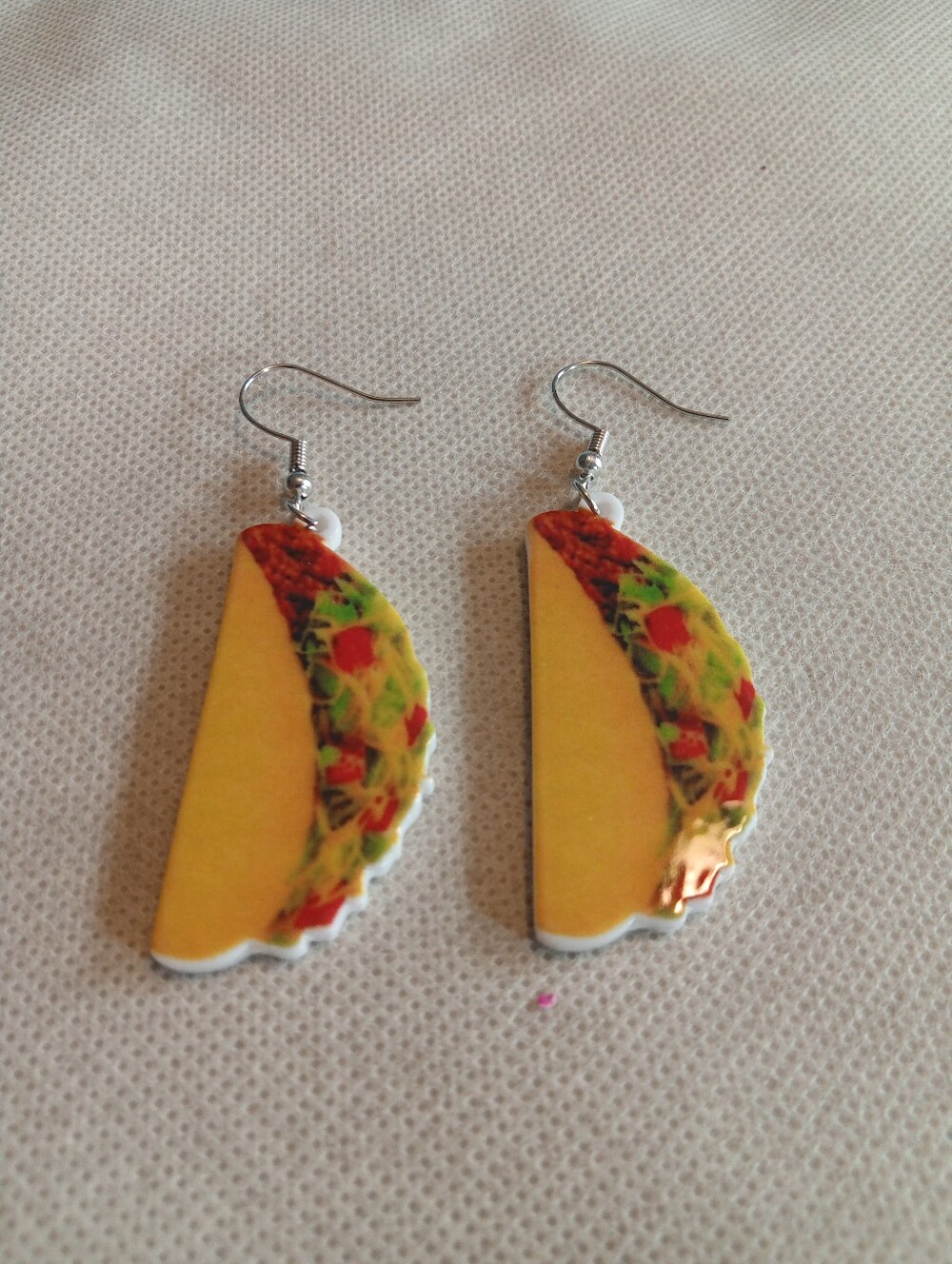 Novelty Yellow Taco Dangle Earrings - Unbranded
